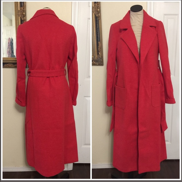🆕Listing! Cherry Red Faux Wool Long Coat - Picture 9 of 12